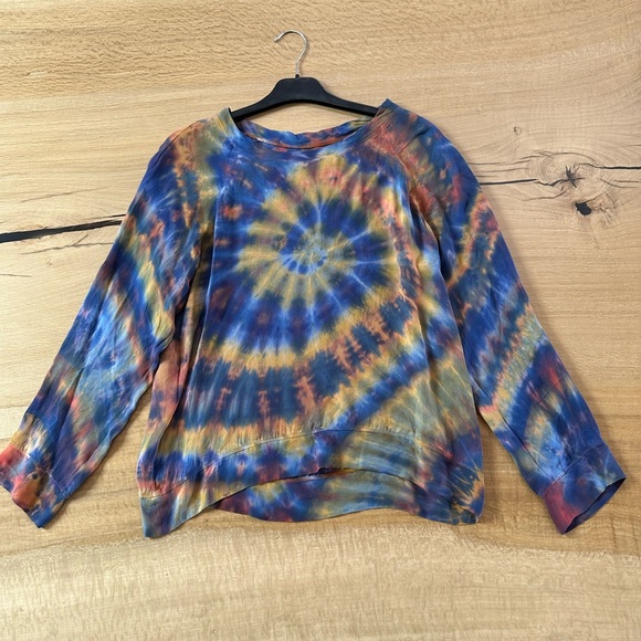 Raquel Allegra - Rainbow Tie Dye Raglan Blouse - Silk - 1/S - Picture 3 of 12